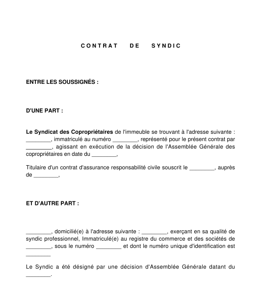 Contrat de Syndic