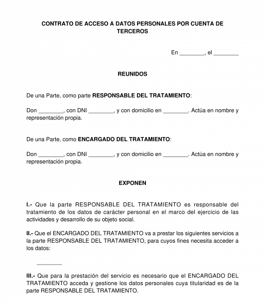Contrato de acceso a datos personales por cuenta de terceros