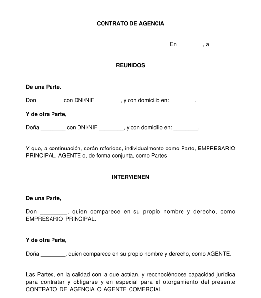 Contrato de agencia agente comercial