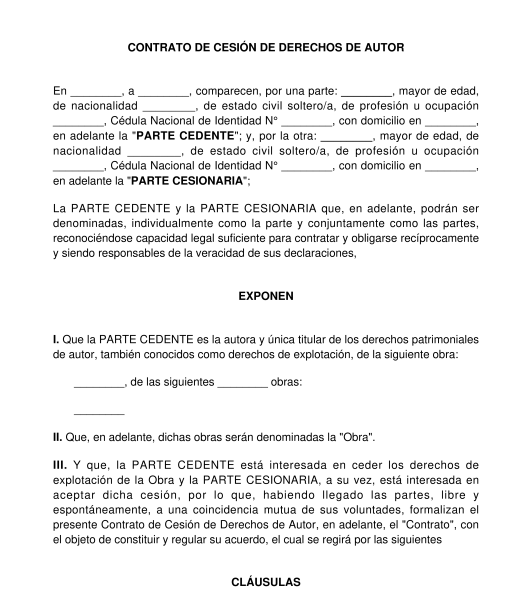 Contrato de Cesión de Derecho de Autor