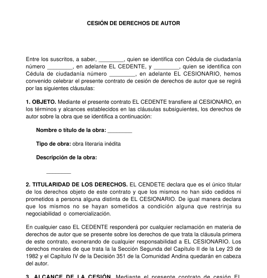 Contrato de cesión de derechos de autor