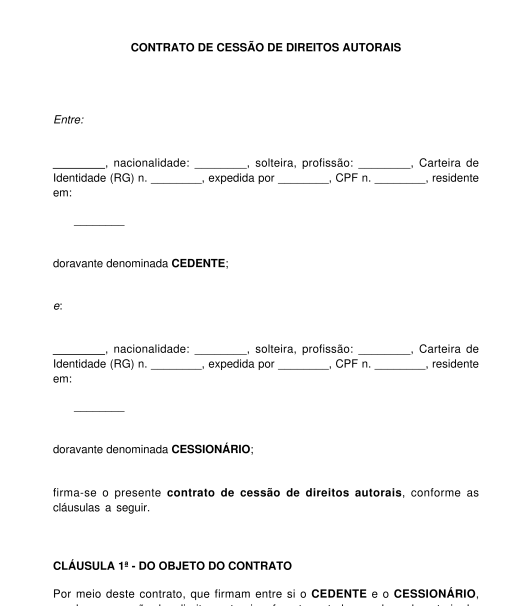 Contrato de cessão de direitos autorais