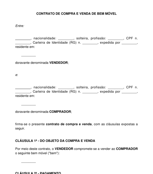 Contrato de compra e venda de bens móveis