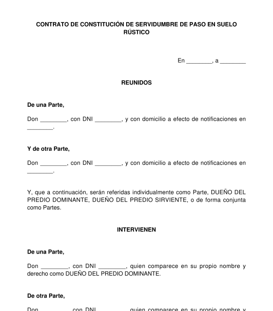 Contrato de constitución de servidumbre