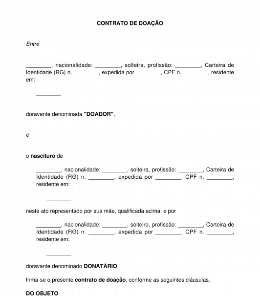 Contrato de doação para criança não nascida