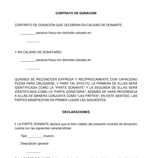 Contrato de Donación - Modelo en Formatos Word y PDF