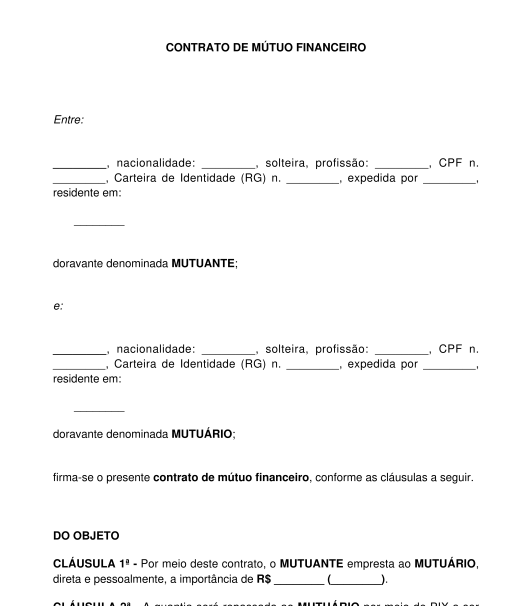 Contrato de empréstimo de dinheiro