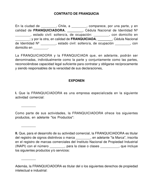 Contrato De Franquicia Modelo En Formatos Word Y Pdf