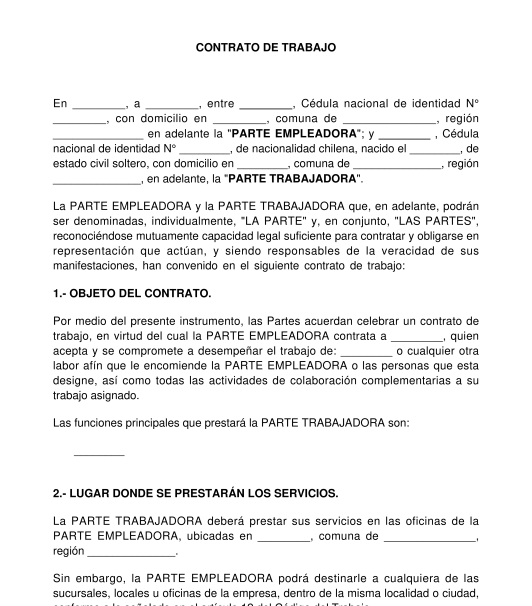 Contrato Individual De Trabajo Modelo Word Y Pdf