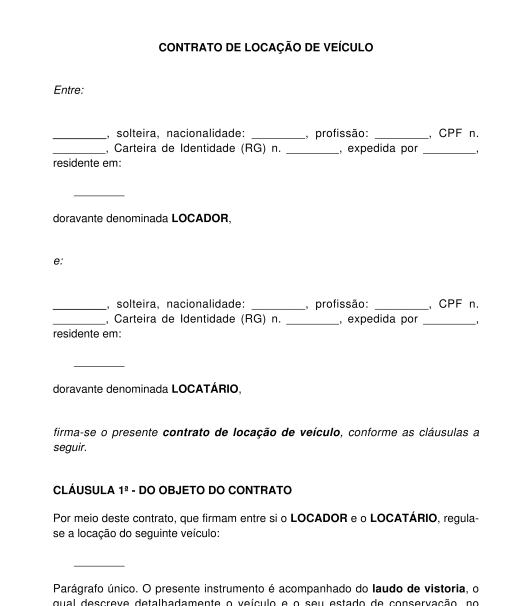 Contrato de locação de bens móveis