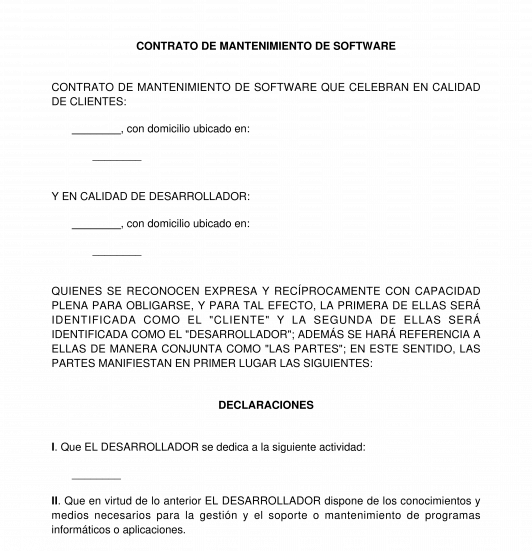 Contrato de mantenimiento de software