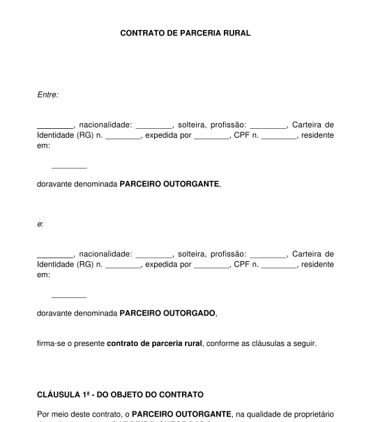 Contrato de parceria entre pessoas físicas