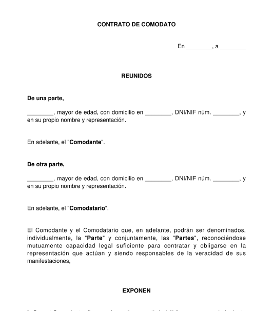 Contrato de préstamo de bienes