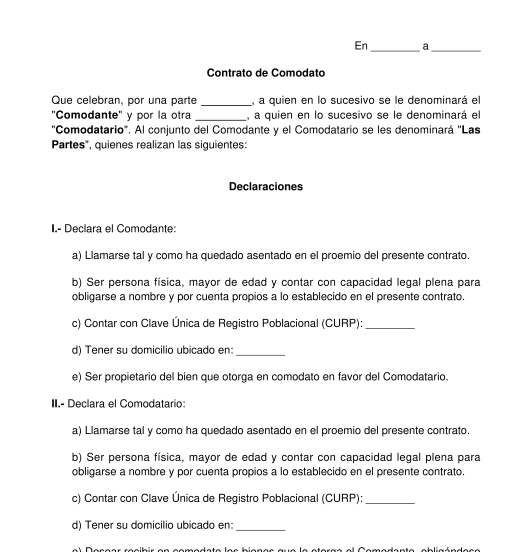 Introducir 108+ imagen modelo de contrato de préstamo de bienes muebles