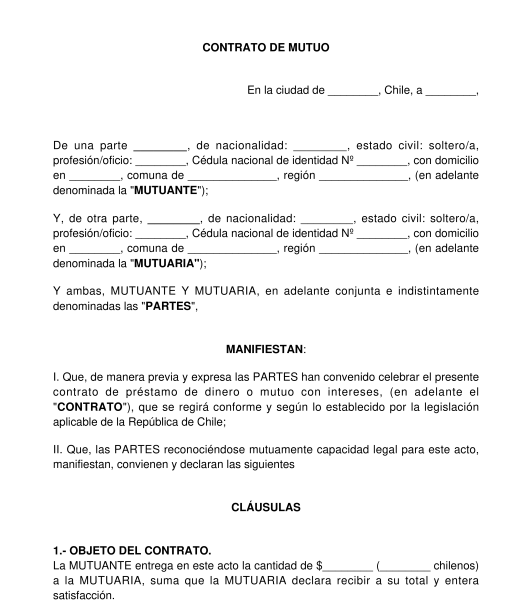 Contrato De Prestamo De Dinero Ejemplo - Ejemplo Sencillo