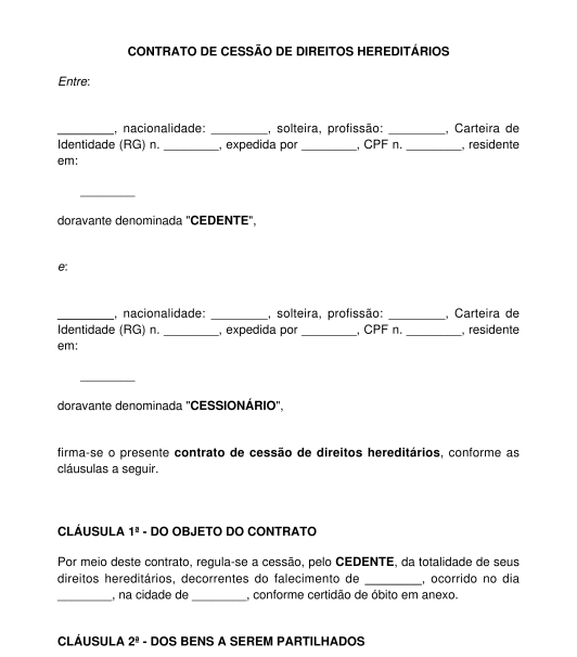 Contrato de promessa de cessão de direitos hereditários