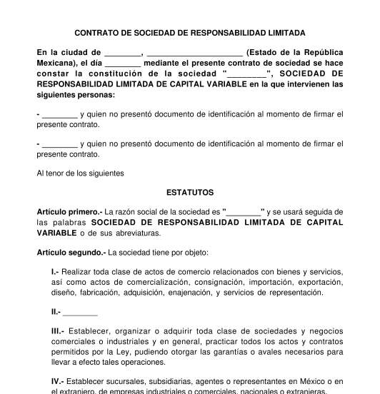 Contrato de sociedad de responsabilidad limitada