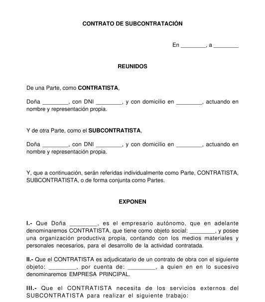 Introducir 52+ imagen modelo de contrato de subcontratación de personal