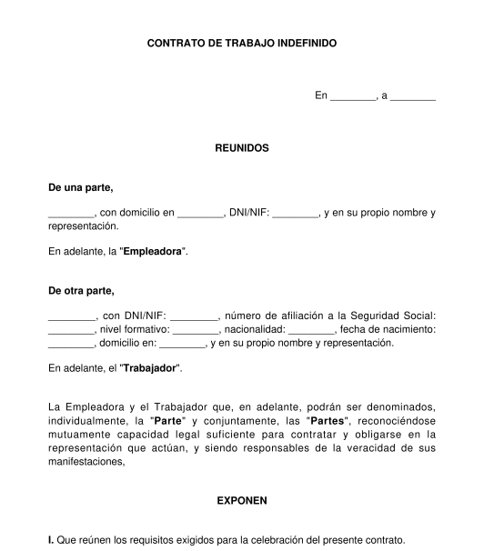 Contrato de Trabajo - Modelo, Formato - Word y PDF