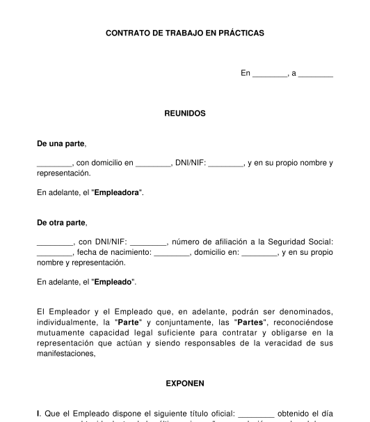 Contrato formativo para la obtención de práctica profesional