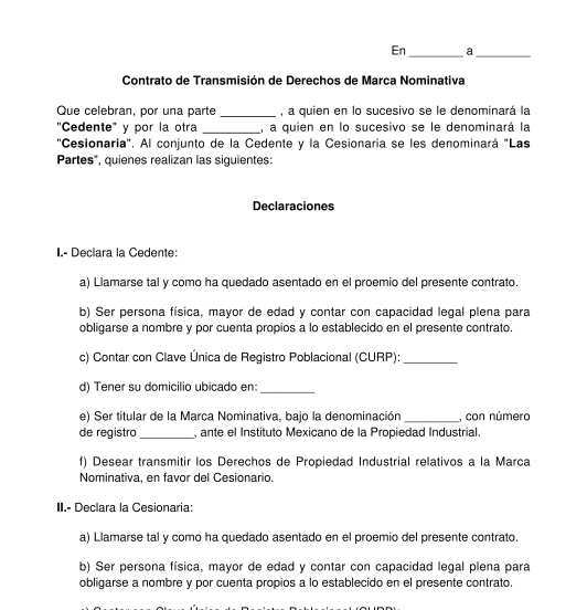 Contrato de Transmisión de Derechos de Propiedad Industrial