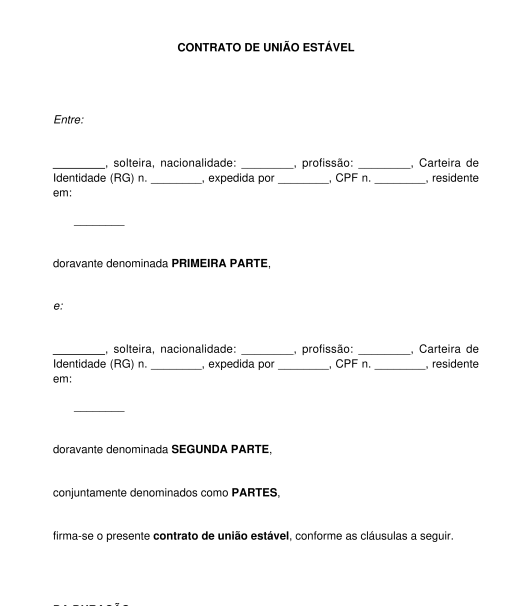 Contrato de União Estável - Modelo, Exemplo Word e PDF