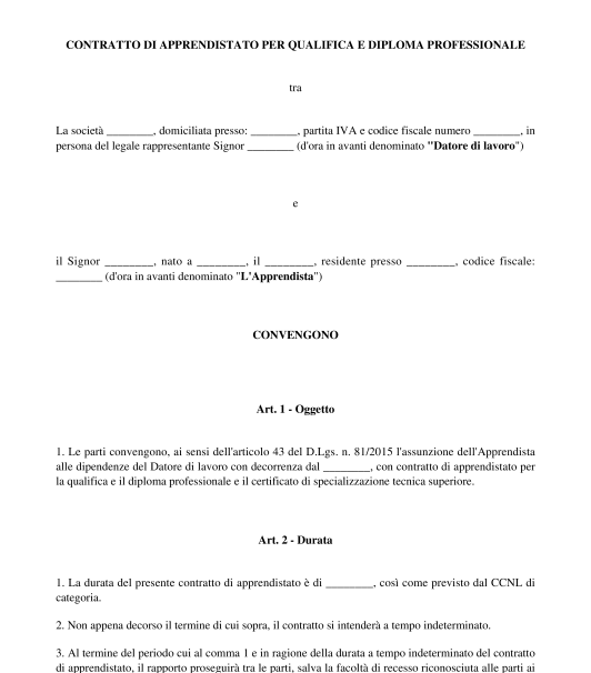 Contratto di apprendistato