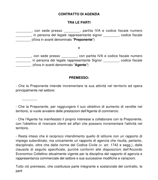 Contratto di agenzia