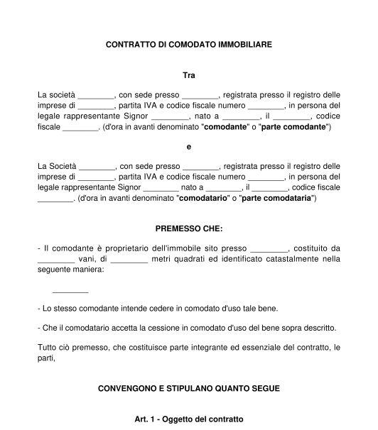 Contratto di comodato immobiliare oneroso