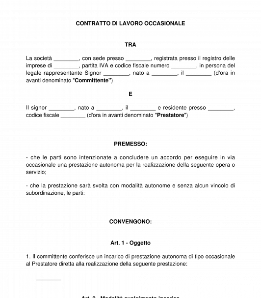 Contratto di lavoro occasionale