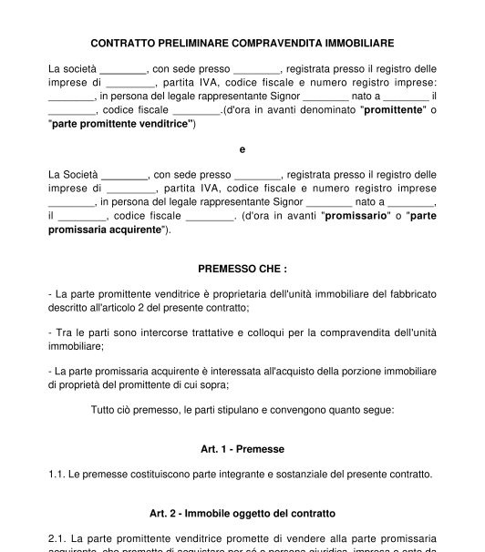 Contratto preliminare di vendita immobiliare con riserva di proprietà