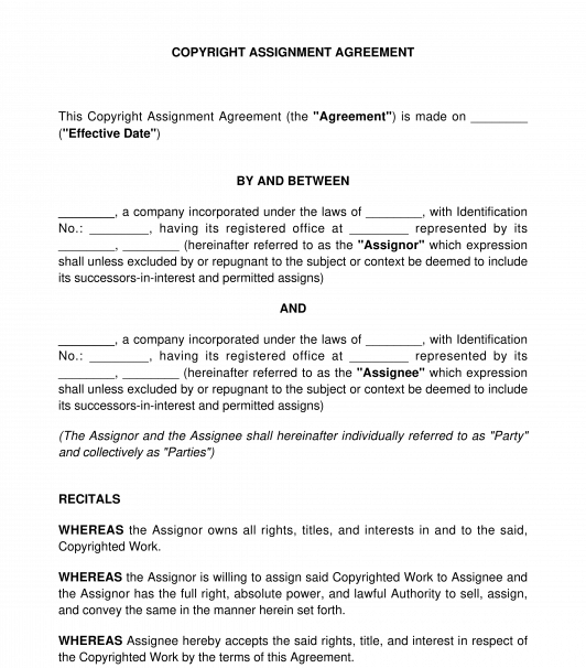 copyright assignment formalities