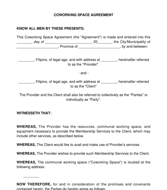 Coworking Space Agreement