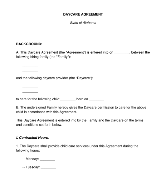 Daycare Agreement