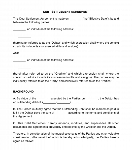 Debt Settlement Agreement