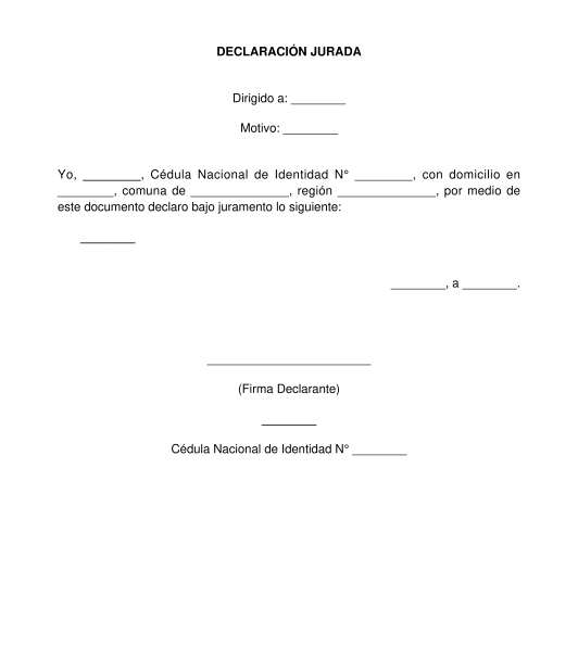 Declaración Jurada - Modelo en Formatos Word y PDF