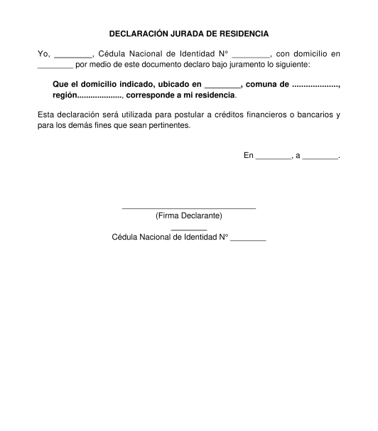 Declaración Jurada de Residencia