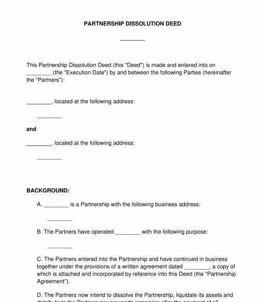 Deed of Partnership Dissolution