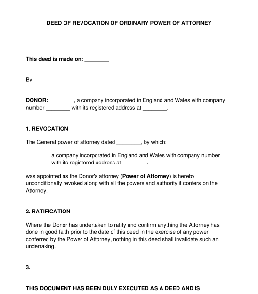 Deed of Revocation of Power of Attorney