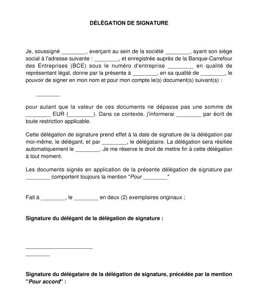 Délégation de signature