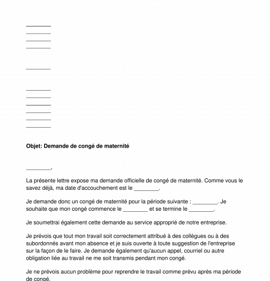 Demande de congé de maternité et d'adoption