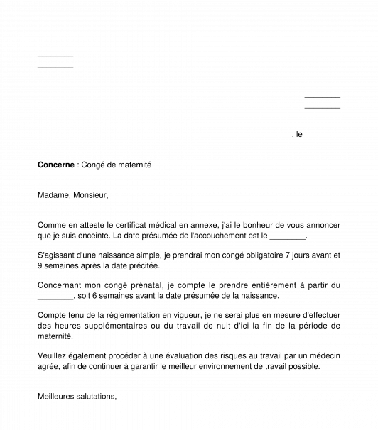 Demande de congé de maternité / paternité / du coparent