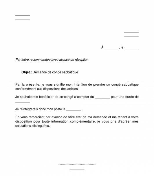 Modèle De Lettre De Demande De Congé Payé