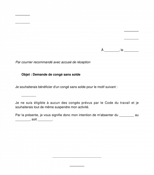 Demande de Congé sans Solde Modèle Word et PDF