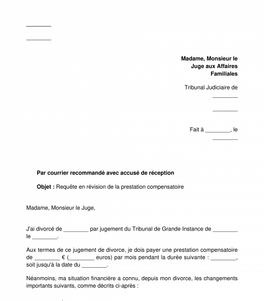 modele de lettre gratuite au juge des affaires familiales
