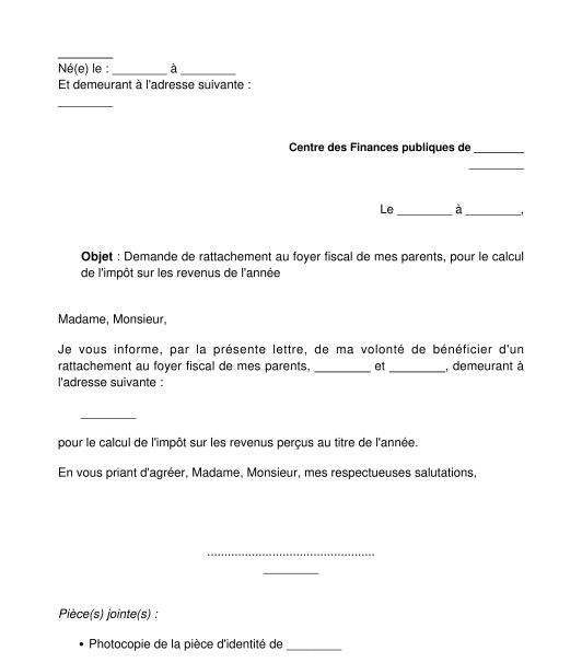 Attestation de rattachement fiscal