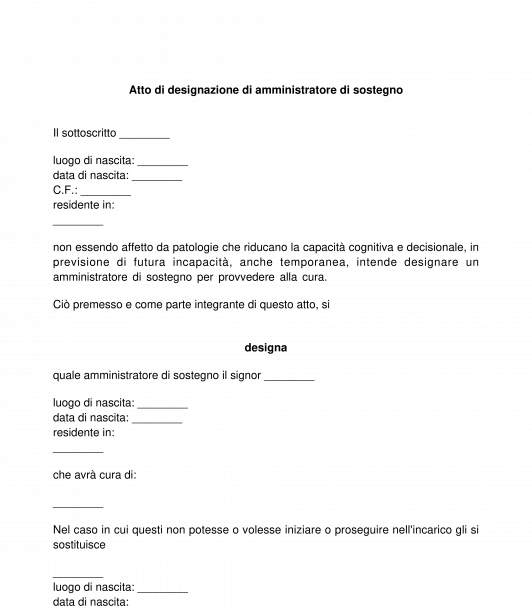 Designazione amministratore di sostegno