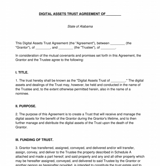 Digital Assets Trust Agreement
