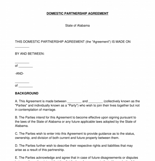 Domestic Partnership Agreement