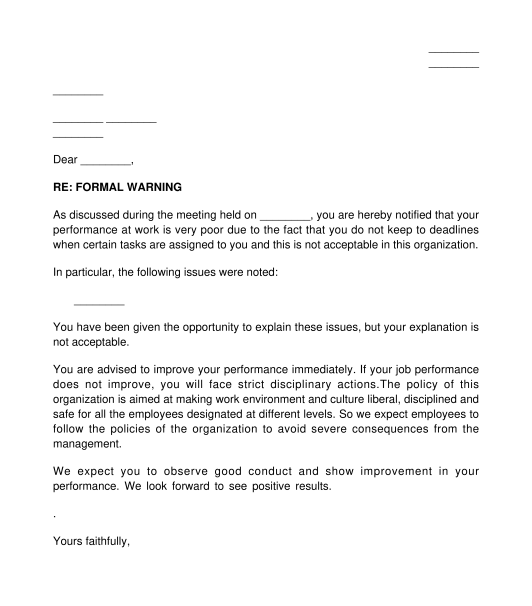 Employee General Warning Letter